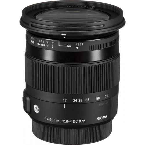  Sigma 17-70mm f/2.8-4 DC Macro OS HSM Lens for Nikon DSLR Cameras - Bundle - with 72mm Digital Essentials Filter Kit, Cap Keeper CK2 Lens Cap Leash & Adorama Cleaning Kit for Optic