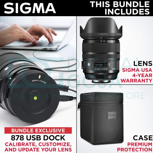  Sigma 24-70mm f/2.8 DG OS HSM Art Lens for Nikon F + Sigma USB Dock with Altura Photo Advanced Accessory and Travel Bundle
