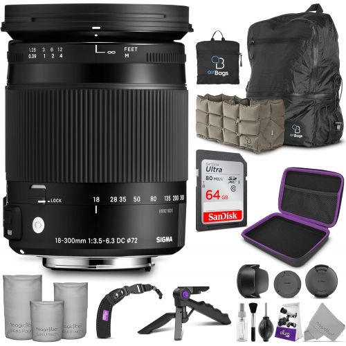  Sigma 18-300mm F3.5-6.3 Contemporary DC Macro Os HSM Lens for Nikon DSLR Cameras with Altura Photo Advanced Accessory and Travel Bundle