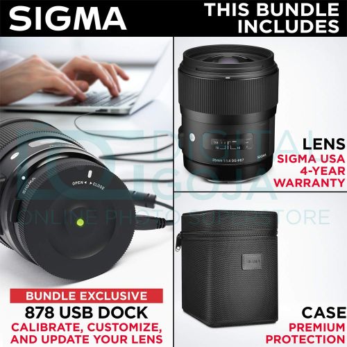  Sigma 35mm F1.4 Art DG HSM Lens for Nikon DSLR Cameras + Sigma USB Dock with Altura Photo Essential Accessory and Travel Bundle