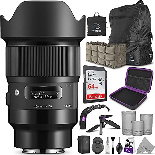  Sigma 20mm f/1.4 DG HSM Art Lens for Sony E Mount Cameras with Altura Photo Advanced Accessory and Travel Bundle