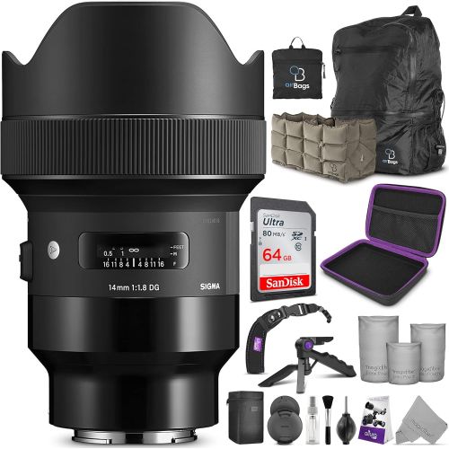  Sigma 14mm f/1.8 DG HSM Art Lens for Sony E Cameras with Altura Photo Advanced Accessory and Travel Bundle