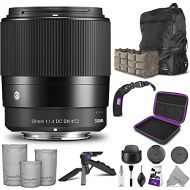 Sigma 30mm F1.4 Contemporary DC DN Lens for Sony E Mount Cameras with Essential Photo and Travel Bundle