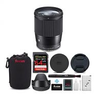 Sigma 16mm f/1.4 DC DN Contemporary Lens for Sony with 64GB Extreme PRO SD Card and Accessory Bundle