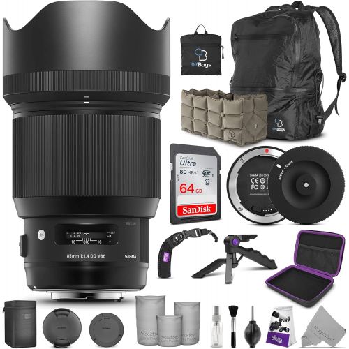  Sigma 85mm f/1.4 DG HSM Art Lens for Canon EF Cameras + Sigma USB Dock with Altura Photo Advanced Accessory and Travel Bundle