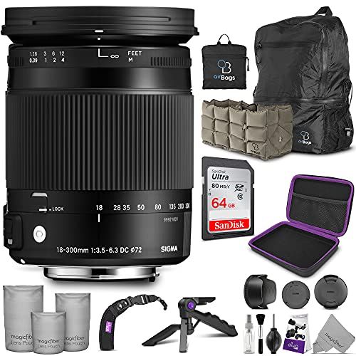  Sigma 18-300mm F3.5-6.3 Contemporary DC Macro OS HSM Lens for Canon DSLR Cameras with Altura Photo Advanced Accessory and Travel Bundle