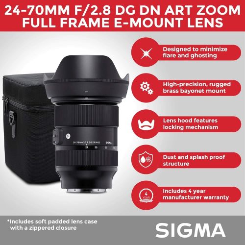  [아마존베스트]Sigma 24-70mm f/2.8 DG DN Art Zoom Full Frame Sony E-Mount Lens with LaCie Rugged Mini 1TB Hard Drive and 64GB SD Card Bundle (3 Items)