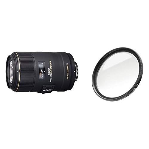  [아마존베스트]Sigma 105mm F2.8 EX Macro DG OS HSM Lens (62mm Filter Thread) for Nikon Lens Bayonet & Walimex Pro UV Filter Slim MC 62mm (Includes Case)