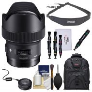Sigma 14mm f1.8 Art DG HSM Lens with USB Dock + Backpack + Sling Strap + Kit for Canon EOS Digital SLR Cameras