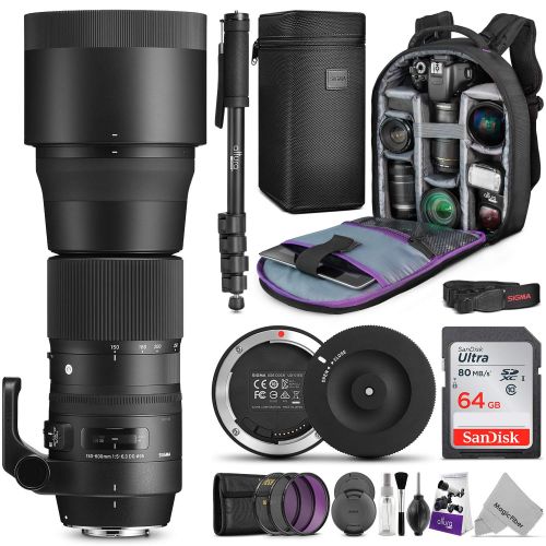  Sigma 150-600mm 5-6.3 Contemporary DG OS HSM Lens for Nikon DSLR Cameras wSigma USB Dock & Advanced Photo and Travel Bundle