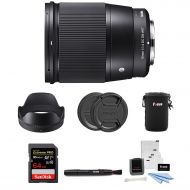 Sigma 16mm f/1.4 DC DN Contemporary Lens for Sony E-Mount with 64GB Bundle