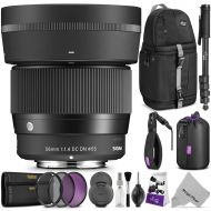 Sigma 30mm F1.4 Contemporary DC DN Lens for Sony E Mount Cameras wAdvanced Photo and Travel Bundle