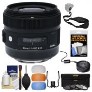Sigma 30mm f1.4 Art DC HSM Lens with USB Dock + 3 Filters + Sling Strap + Diffuser Kit for Canon EOS Digital SLR Cameras