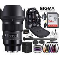 Sigma 50mm F1.4 Art DG HSM Lens for Sony E Mount Cameras with Professional Bundle Package Deal  9 pc Filter Kit + SanDisk 64gb SD Card + Backpack + More
