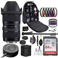 Sigma 18-35mm F1.8 Art DC HSM Lens for Nikon F DSLR Cameras + Sigma USB Dock with Professional Bundle Package Deal  9 pc Filter Kit + SanDisk 64gb SD Card + Backpack + More