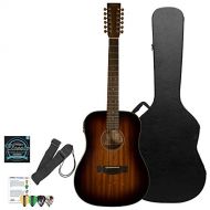 Sigma SD28-KIT 3 12-String Mahogany Dreadnought Acoustic-Electric Guitar with Chromacast Hard Case and Accessories, Natural/Shadow Burst