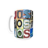 SignYourNames Personalized Coffee Mug featuring the name JOSH in sign letter photos; Ceramic mug; Custom coffee cup; Gift for coffee lovers