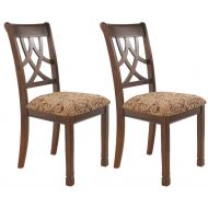 Signature Design by Ashley Ashley Furniture Signature Design - Leahlyn Dining Upholstered Side Chair - Pierced Splat Back - Set of 2 - Medium Brown