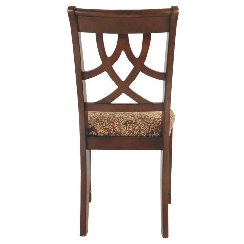  Signature Design by Ashley Ashley Furniture Signature Design - Leahlyn Dining Upholstered Side Chair - Pierced Splat Back - Set of 2 - Medium Brown