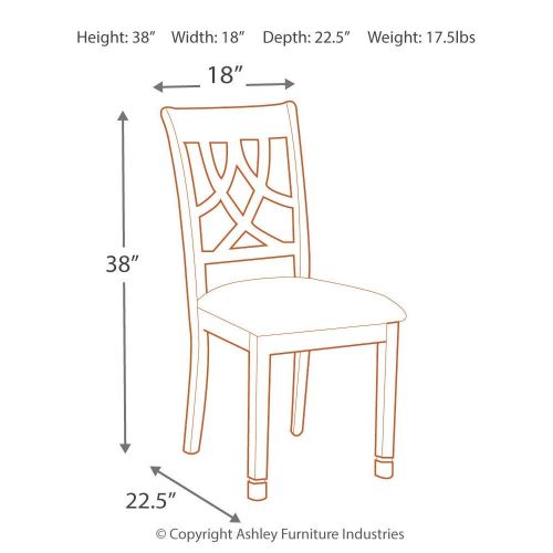  Signature Design by Ashley Ashley Furniture Signature Design - Leahlyn Dining Upholstered Side Chair - Pierced Splat Back - Set of 2 - Medium Brown