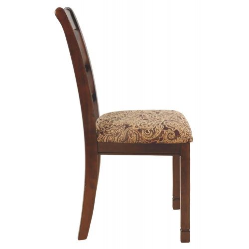  Signature Design by Ashley Ashley Furniture Signature Design - Leahlyn Dining Upholstered Side Chair - Pierced Splat Back - Set of 2 - Medium Brown