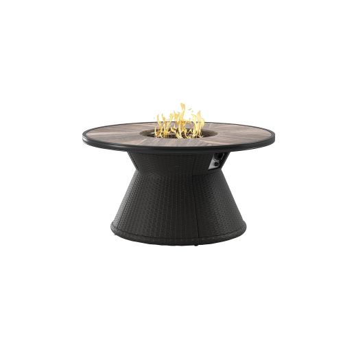  Signature Design by Ashley Ashley Furniture Signature Design - Marsh Creek Round Fire Pit Table - Porcelain Top - Stainless Steel Burner with Glass Beads - Brown