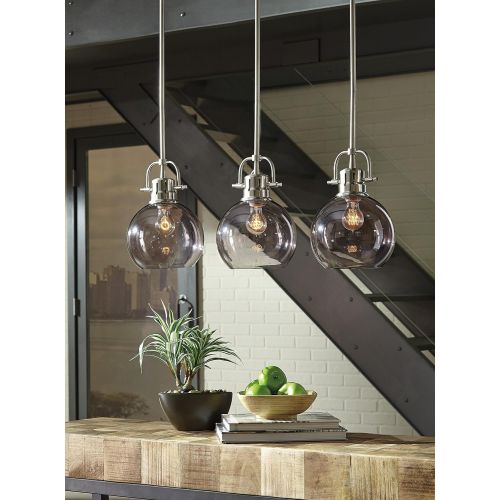  Signature Design by Ashley Ashley Furniture Signature Design - Johano Contemporary Glass Pendant Light, Gray