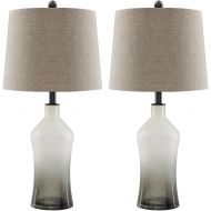 Signature Design by Ashley Ashley Furniture Signature Design - Nollie Glass Table Lamps - Cloudy Bases - Gray