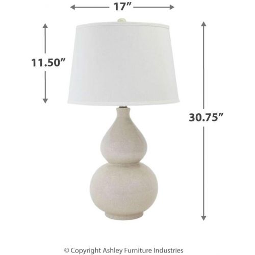  Signature Design by Ashley Ashley Furniture Signature Design - Saffi Ceramic Table Lamp - Double Gourd Base - Cream