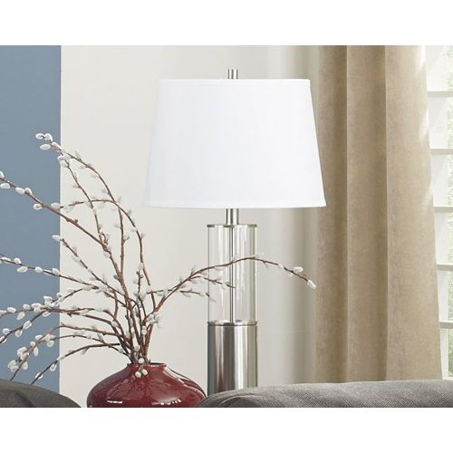  Signature Design by Ashley Ashley Furniture Signature Design - Norma Metal and Glass Table Lamps - Set of 2 - Silver Finish
