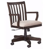 Signature Design by Ashley Ashley Furniture Signature Design - Townser Home Office Swivel Desk Chair - Upholstered Seat - Grayish Brown Finished Wood