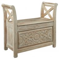 Signature Design by Ashley A4000001 Fossil Ridge Accent Bench Whitewash