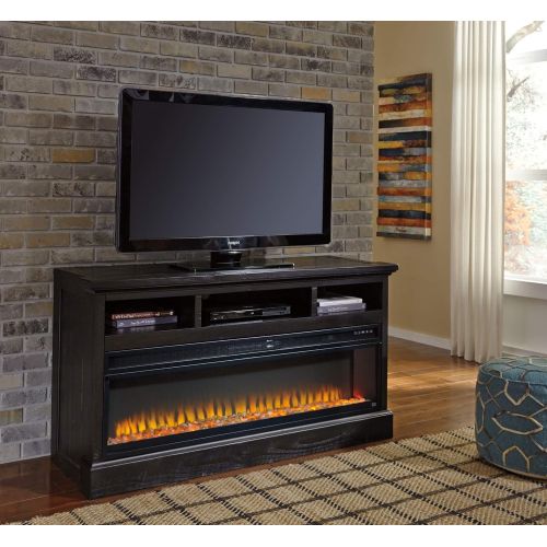  Signature Design by Ashley 57 Electric Fireplace Insert with LED, 6 Temperatures, Multi Flames & Overheating Control, Black