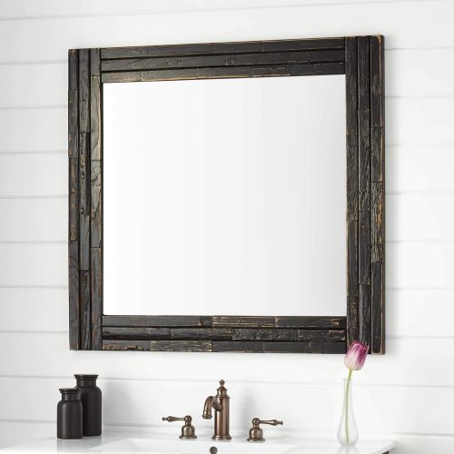  Signature Hardware 424537 Benoist 34 x 36 Reclaimed Wood Framed Bathroom Mirror