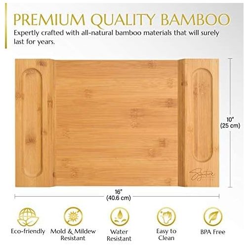  [아마존베스트]Signature Living Large Bamboo Cheese Board (16 x 10 x 1.2) Beautiful Charcuterie Board for Cheese, Crackers, Meat - Durable Wooden House Warming Serving Board