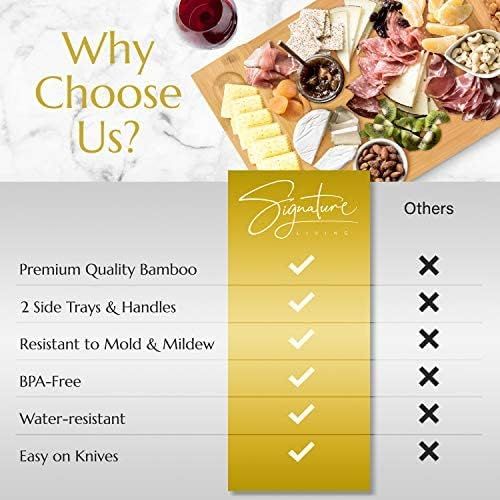  [아마존베스트]Signature Living Large Bamboo Cheese Board (16 x 10 x 1.2) Beautiful Charcuterie Board for Cheese, Crackers, Meat - Durable Wooden House Warming Serving Board