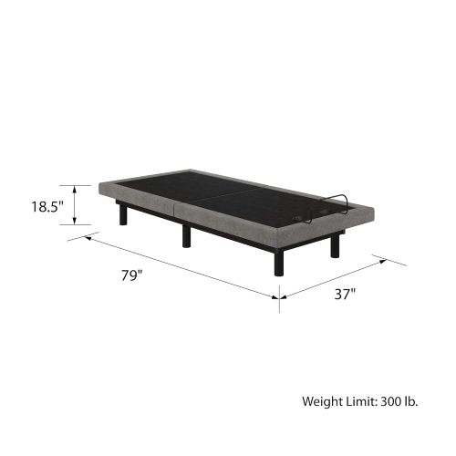  Signature Sleep Power Adjustable Bed Base/Foundation, Assembles in Minutes, Twin XL, Grey Linen