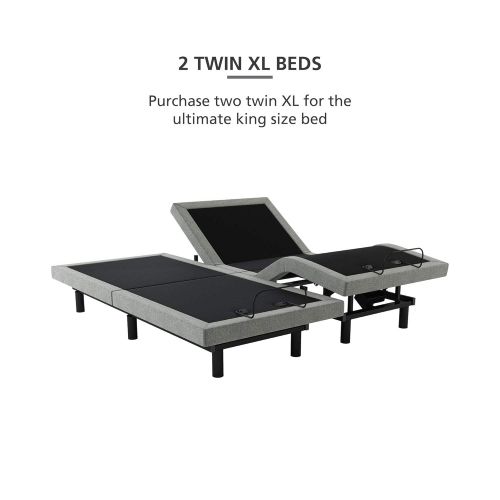  Signature Sleep Power Adjustable Bed Base/Foundation, Assembles in Minutes, Twin XL, Grey Linen