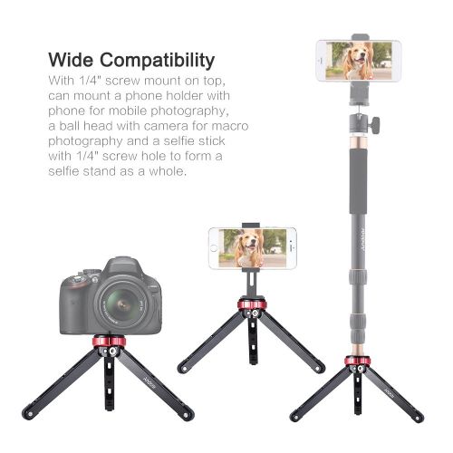  Signature888 Camera & Photo MT-01 Portable Aluminum Tabletop Tripod Mini MobileCamera Photography Bracket with 14 Screw Mount Max Load 80kg