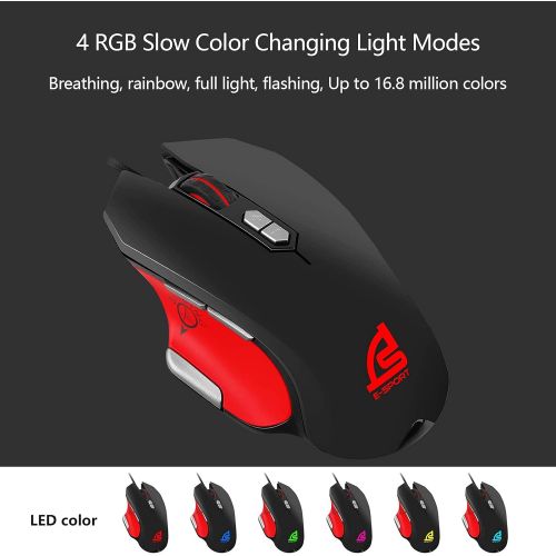  SIGNO Gaming Mouse Wired High Sensitivity Ergonomic Sweat-Resistant RGB Lighting Real 500-4000 DPI Adjustable 8 Programmable Buttons PC and MAC for Windows 7 8 10(GM-917)