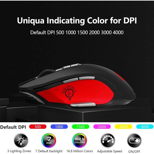  SIGNO Gaming Mouse Wired High Sensitivity Ergonomic Sweat-Resistant RGB Lighting Real 500-4000 DPI Adjustable 8 Programmable Buttons PC and MAC for Windows 7 8 10(GM-917)