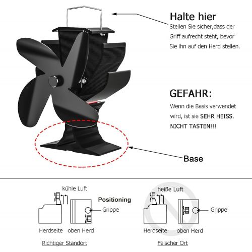  Signstek Kaminventilator - 4 Luefter Blade Warmebetriebene Luefter Stromloser Ventilator fuer Kamin Holzoefen OEfen 4 Rotorblatter Kamin Ofenventilator Kaminoefen ohne Strom Umweltfreund