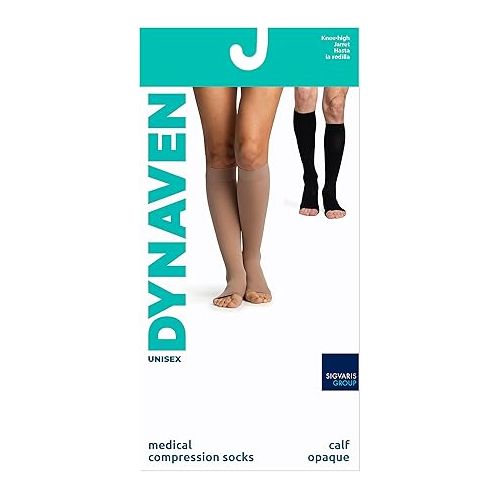  DYNAVEN by Sigvaris: Women's Open Toe Calf-High Compression Socks 15-20mmHg - Premium Quality for Daily Support & Durability