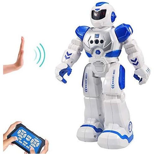  Sikaye RC Robot for Kids Intelligent Programmable Robot with Infrared Controller Toys, Dancing, Singing, Led Eyes, Gesture Sensing Robot Kit, Blue