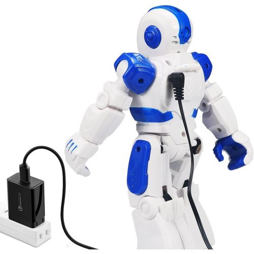  [아마존베스트]Sikaye RC Robot for Kids Intelligent Programmable Robot with Infrared Controller Toys, Dancing, Singing, Led Eyes, Gesture Sensing Robot Kit, Blue