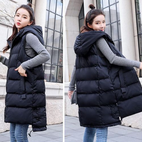  Sikye Down Vest for Women Long Winter Lightweight Quilted Hooded Down Coats Loose Coats Parkas Outdoor