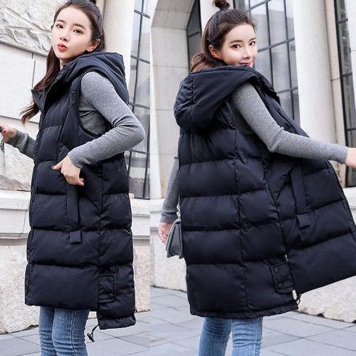  Sikye Down Vest for Women Long Winter Lightweight Quilted Hooded Down Coats Loose Coats Parkas Outdoor