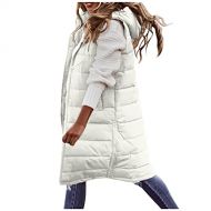 Sikye Coat Vest for Women Long Winter Plus Size Thickened Hooded Coats Sleeveless Trench Puffer Coat Parkas Winter