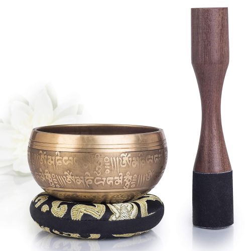  [아마존 핫딜]  [아마존핫딜]Silent Mind ~ Tibetan Singing Bowl Set ~ Bronze Mantra Design ~ With Dual Surface Mallet and Silk Cushion ~ Promotes Peace, Chakra Healing, and Mindfulness ~ Exquisite Gift