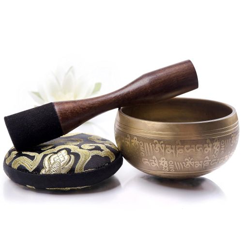  [아마존 핫딜]  [아마존핫딜]Silent Mind ~ Tibetan Singing Bowl Set ~ Bronze Mantra Design ~ With Dual Surface Mallet and Silk Cushion ~ Promotes Peace, Chakra Healing, and Mindfulness ~ Exquisite Gift
